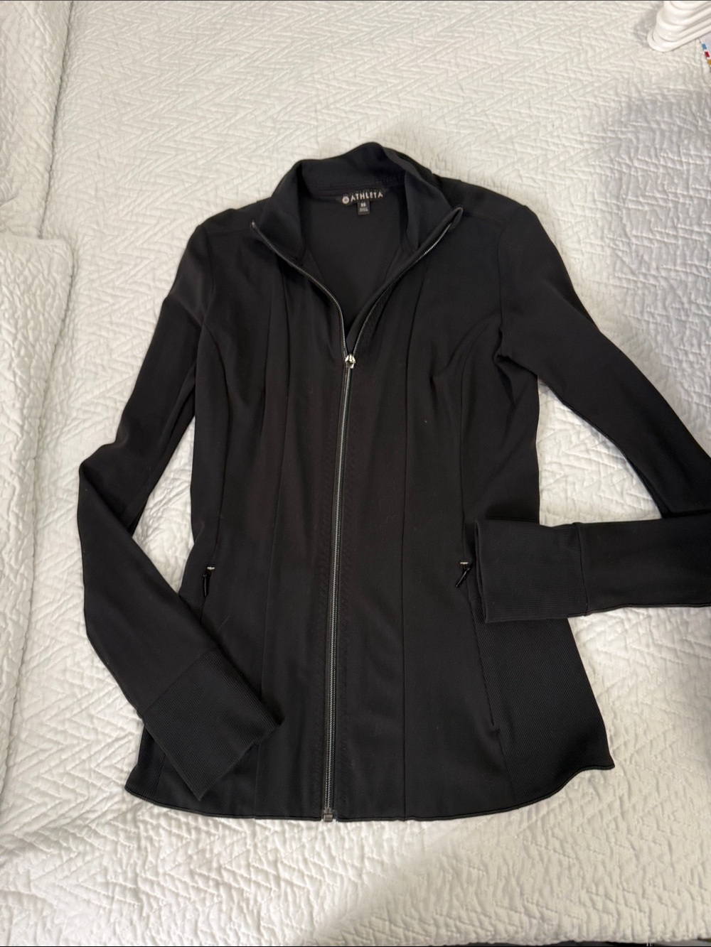 Athleta Black Slim Fit Full-Zip active wear Jacket